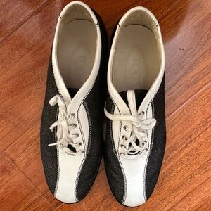 Tods vintage denim and leather materials casual sneaker loafers for women(Eu 37)
